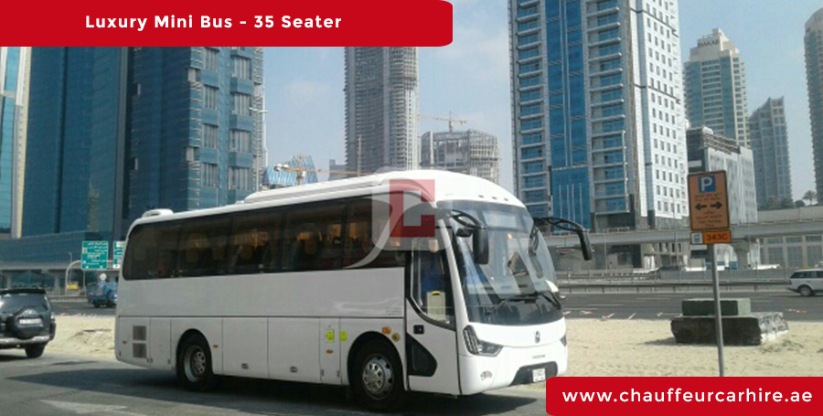 Chauffeur Driven 35 Seater Luxury Bus in Dubai